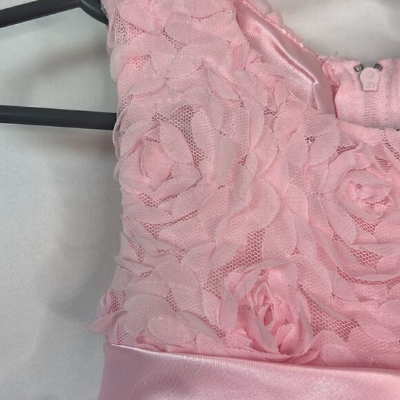 American Princess Pink Sleeveless Formal Party Dress with rosettes and ruffles - Picture 3 of 14